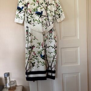 Ted Baker white hummingbird dress.